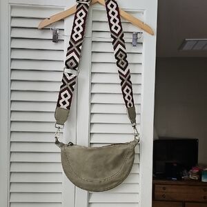 Urbina Original Stylish Tan Crossbody Bag with Patterned Strap